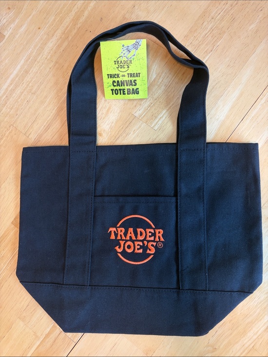 Trader Joe’s Handbags - NWT Trader Joe’s Trick or Treat Black Canvas Tote Bag with Orange Logo